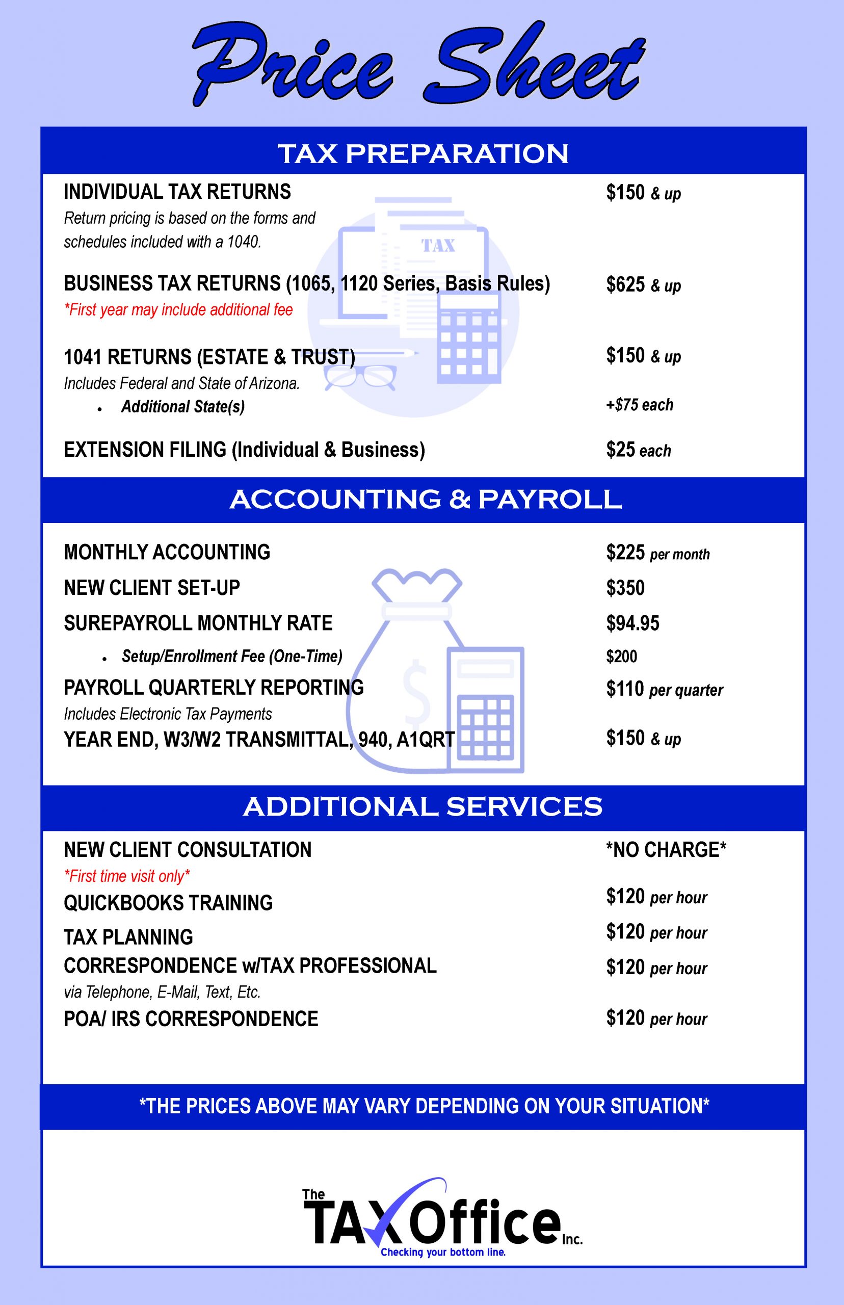 Pricing - The Tax Office Inc.
