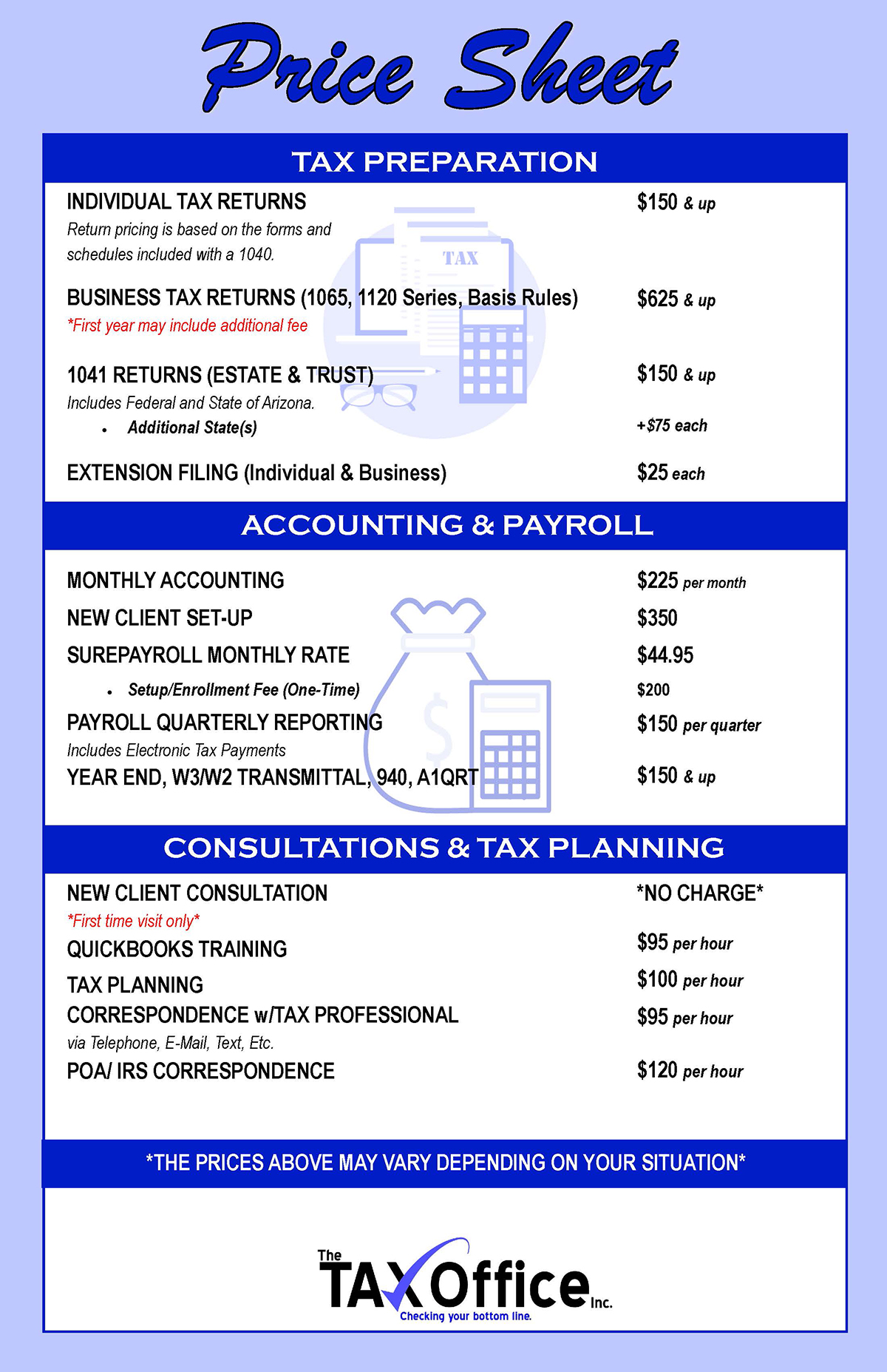 Pricing The Tax Office Inc.